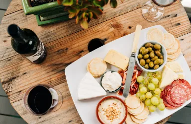 Wine and cheeseboard